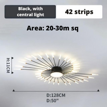 Load image into Gallery viewer, Black LED Strip Chandelier 42 strips model measurements
