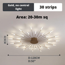 Load image into Gallery viewer, Gold LED Strip Chandelier 30 strips model measurements

