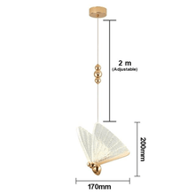 Load image into Gallery viewer, Small Butterfly Pendant Light measurements
