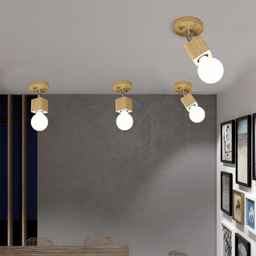 Single Headed Nordic Wooden Lights on ceiling