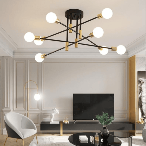 Black & Gold LED Chandelier in living room