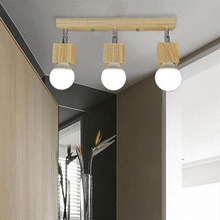 Load image into Gallery viewer, Multi-Headed Nordic Wooden Light on ceiling
