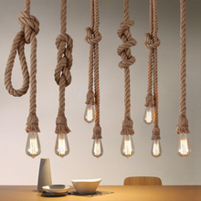 Load image into Gallery viewer, Hemp Rope Attic Lights above dining table
