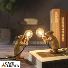 Load image into Gallery viewer, Two Exposed Bulb Mouse Lights with lightbulbs
