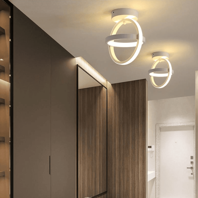 White Circle LED Ceiling Lamps in hallway