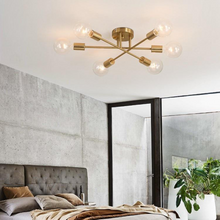 Load image into Gallery viewer, Modern Exposed Chandelier on ceiling in bedroom
