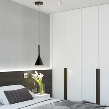 Load image into Gallery viewer, Black Nordic Hanging Pendant Light above bedside table in bedroom
