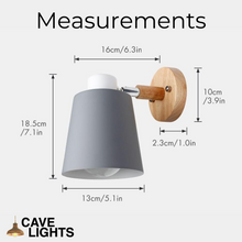 Load image into Gallery viewer, Coloured Wooden Switch Lamp measurements
