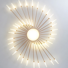 Load image into Gallery viewer, Gold LED Strip Chandelier from beneath
