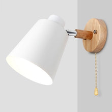 Load image into Gallery viewer, White Coloured Wooden Switch Lamp on wall

