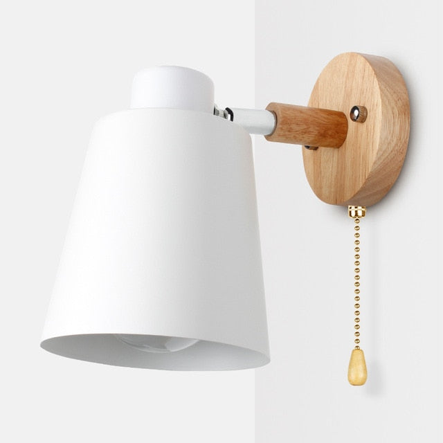 White Coloured Wooden Switch Lamp on wall