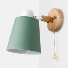 Load image into Gallery viewer, Green Coloured Wooden Switch Lamp on wall
