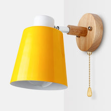 Load image into Gallery viewer, Yellow Coloured Wooden Switch Lamp on wall
