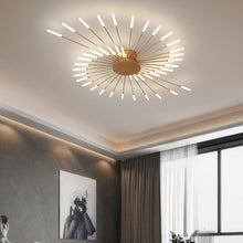 Load image into Gallery viewer, Gold LED Strip Chandelier in living room
