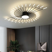 Load image into Gallery viewer, Black LED Strip Chandelier in living room
