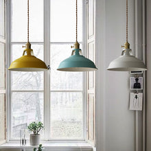 Load image into Gallery viewer, Industrial Coloured Pendant Lights in living room
